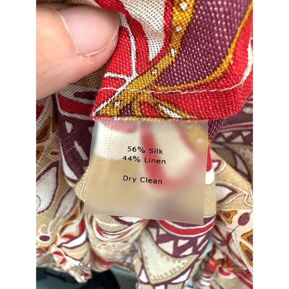 TALBOTS | Silk Linen Blend Boho Medallion Print Lightweight Tunic Blouse | 18W - Picture 6 of 6